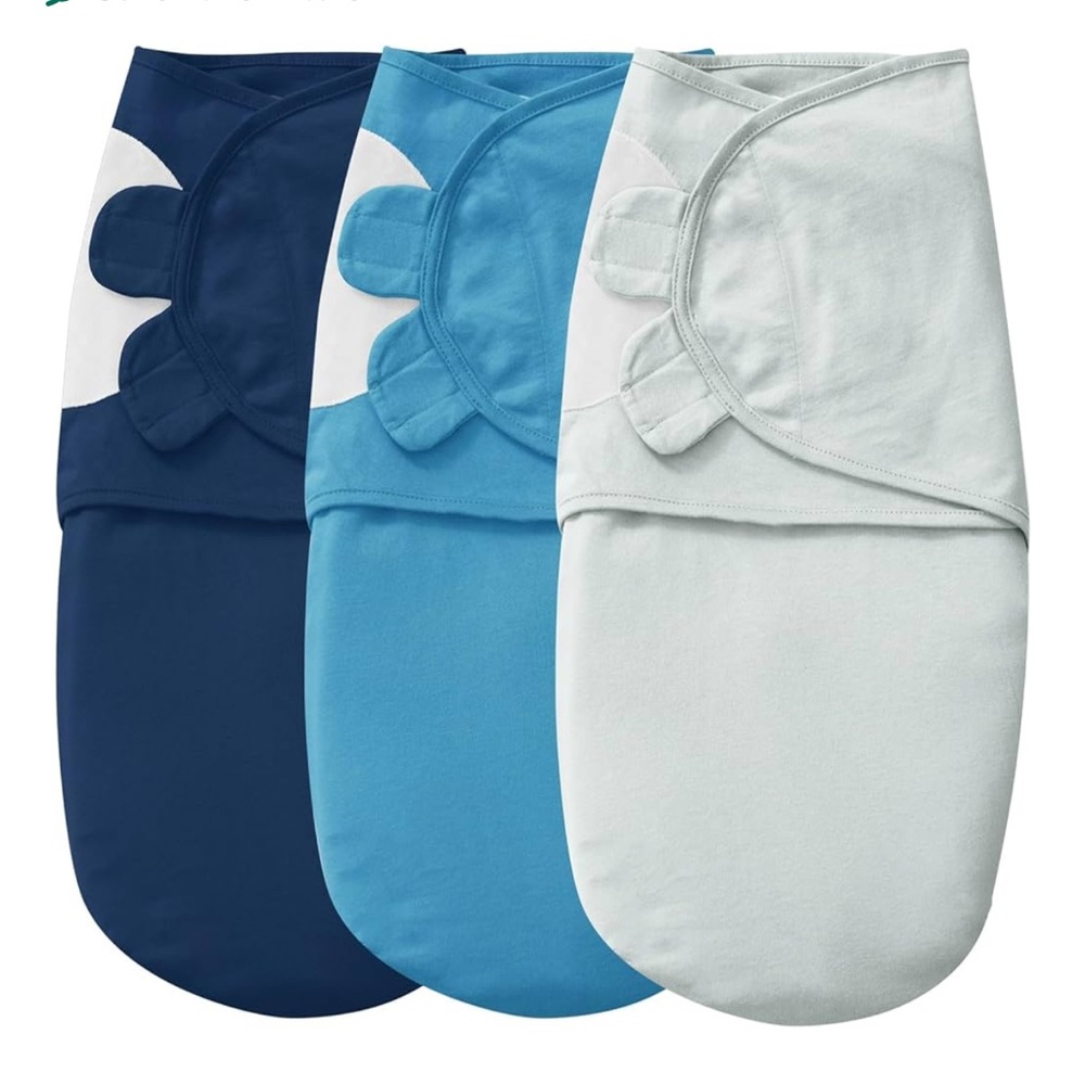 Set of Three Baby Swaddle Wraps in Blue Tones